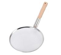 Aramox Skimmer Spoon, Stainless Steel Fine Mesh Strainer Spoon with Comfortable Wooden Handle. Large Skimmer Spoon for Cooking, Restaurants, Family Meals and Picnics (28CM)