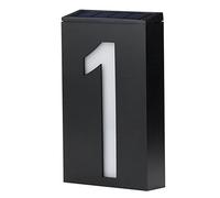 Aramox Solar Power LED Gate Number Plate Light Waterprood Address Lights Plate, with Large LED Display, Long Service Life, Sign (Number 1)