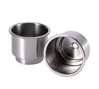 Aramox Stainless Steel Cup Holder with Drain 2 Pack Opening Beverage Holder 4.1 X 3.7 X 3.2 in Two Stage Design Easy Install for Marine Boat RV Table Countertop
