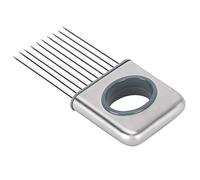Aramox Stainless Steel Onion Slicing Holder with Finger Protector, Multifunctional Meat Cutting Tool, 14 x 6.5 x 1.5cm, Silver