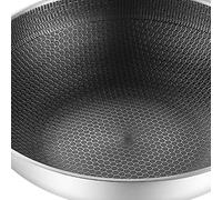 Aramox Stainless Steel Wok, 3 Layer Stainless Steel Wok Pan with Double Sided, No Coating, Less Smoke, Easy Cleaning, Light Oil Cooking for Home Kitchen Use (32cm/12.6in (No Lid and Ears))