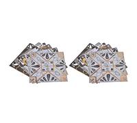 Aramox Tile Decals, PVC Self Adhesive Stickers for Floor and Wall, Easy to Install in Kitchen and Bathroom, Bright Color Retro Style (Light gray gold edge)