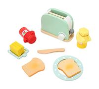 Aramox Toaster Toy Set for Kids with Hand Eye Coordination Interactive Wooden Bread Maker Parent Child Interaction for Pretend Play
