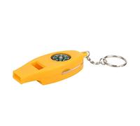 Aramox Travel-friendly 4 in 1 Yellow Whistle Compass Thermometer Magnifier for Camping, 5 Pcs