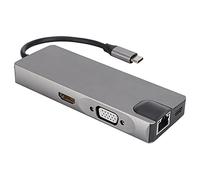 Aramox TYPE C Ethernet Hub Metal USB C Hub with VGA RJ45 USB 3.0 Card Reader 60W Charging 10Gbps for Notebook Office Home Desk Setup