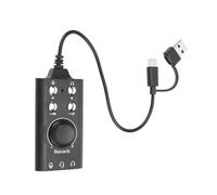 Aramox USB Sound Card, USB to 3.5mm Jack External Stereo Sound Adapter with Volume Control & Voice Changer, Plug & Play for PC, Laptop, Headset