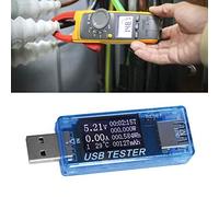 Aramox USB Tester Blue Portable Voltage Current Capacity Timing Power Wh Temperature Display for Electronics Work Plastic Material