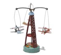 Aramox Vintage Tinplate Biplane Rotating Toy Handmade Collectible Airplane Model for Home Study Room Office Decor with Interactive Design