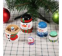 Aramox Wooden Handpainted Christmas Nesting Dolls Set Brightly Colored Traditional Russian Matryoshka Dolls for Cute Decoration for Kids Toy, Birthday, Christmas, Home (5pcs) (Large snowman)