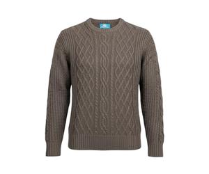 Aran Cable Knit Jumper | Traditional Irish-Style Cable Sweater Inspired by Celtic Heritage | Warm Wool-Blend Aran Jumper with Classic Texture, Timeless Design & Everyday Comfort for Men & Women Brown