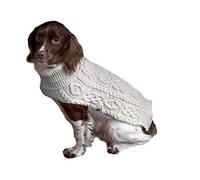 Aran Crafts Dog Irish Cable Knit Wool Soft Buttoned Coat for Dogs (R4523-M-NAT)