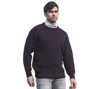 Aran Crafts Fisherman Rib Irish Crew Neck Sweater, 100% Wool, Made in Ireland, C761-XXL-DAM