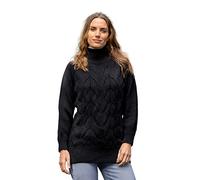 Aran Crafts Irish Cable Knitted Chunky Sweater, 100% Super Soft Wool, Authentic & Traditional, Classic Fisherman Sweater-Style Knit, Made in Ireland, R5108-LG-BLA