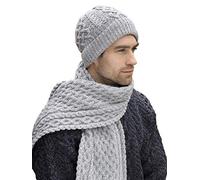 Aran Crafts Irish Cable Knitted Wool Trellis Pattern Merino Hat (X4841-SGRY) Soft Grey