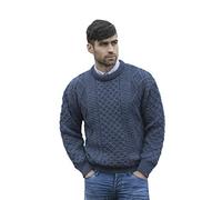 Aran Crafts Irish Soft Cable Knitted Wool Crew Neck Unisex Sweater (C1347-LARGE-CASP)