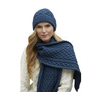 Aran Crafts Irish Soft Cable Knitted Wool Trellis Pattern Scarf 9.5x60(X4840-MABL)