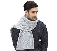Aran Crafts Irish Soft Cable Knitted Wool Trellis Pattern Scarf 9.5x60(X4840-SGRY)
