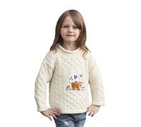 Aran Crafts Kids Animal Design Sweater, 100% Merino Wool, Made in Ireland, CR4194-12/18-NAT