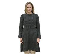 Aran Crafts Knitted Dress, 100% Merino Wool, Made in Ireland, CR5190-XS-CHAR Charcoal