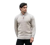 Aran Crafts Mens 1/4 Zip Plain Skiddaw Sweater - Large White