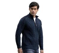 Aran Crafts Men's Cable Knit Shoulder Detail Zipped Cardigan (Z4624-XXL-SHER)
