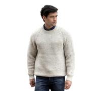 Aran Crafts Men's Fisherman Irish Rib Crew Neck Wool Sweater (100% Pure Wool), Fleck, XXL