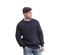 Aran Crafts Men's Fisherman Irish Rib Crew Neck Wool Sweater (C761-XXL-NAVY)