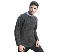 Aran Crafts Men's Irish Cable Knitted Wool Curl Neck Sweater (K4594-XL-CHAR) Charcoal