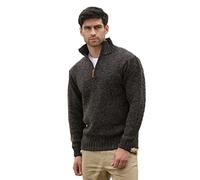 Aran Crafts Men's Irish Cable Knitted Wool Half Zip Sweater (Z2040-MED-GRA)