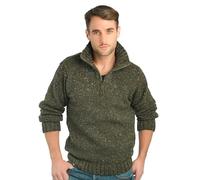 Aran Crafts Men's Irish Cable Knitted Wool Half Zip Sweater (Z2040-XL-GRE) Forest Green