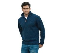 Aran Crafts Men's Irish Cable Knitted Wool Half Zip Sweater (Z2040-XXL-DEN) Denim