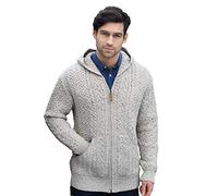 Aran Crafts Men's Irish Cable Knitted Wool Zip Hooded Cardigan (HD4821-XXL-OAT)