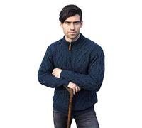Aran Crafts Men's Irish Soft Cable Knitted Wool Zip Neck Jacket (X4295-XXL-SHER)