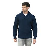 Aran Crafts Men's Shawl Rib Sweater, 100% Wool, Made in Ireland, SH5215-XXL-NAV Navy