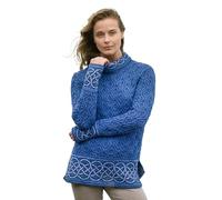 Aran Crafts Ranelagh Jacquard Sweater 100% Merino Wool, Made in Ireland, Blue Marl, Medium