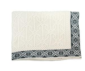 Aran Crafts Soft Cable Knitted Jacquard Throw Blanket, 100% Merino Wool, Authentic & Traditional, Fisherman Sweater-Style Knit, Made in Ireland, X5046-NAT