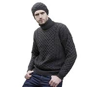 Aran Crafts Unisex Irish Cable Knitted Soft Roll Neck Sweater (R1949-XXL-CHAR) Charcoal