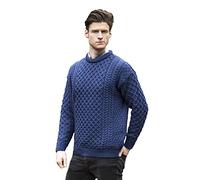 Aran Crafts Unisex Irish Cable Knitted Wool Crew Neck Sweater (C1949-LARGE-DEN) Denim