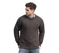 Aran Crafts Unisex Irish Cable Knitted Wool Crew Neck Sweater (C1949-MED-CHAR) Charcoal