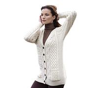 Aran Crafts Women's Irish Cable Knit Wool Soft Buttoned Cardigan (X4241-XL-NAT)