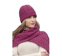 Aran Crafts Women's Irish Cable Knitted Wool Heart Pattern Hat (X4943-MAG) Magenta