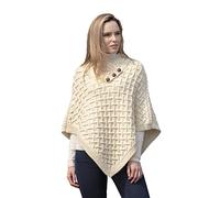 Aran Crafts Women's Irish Cable Knitted Wool Side Zip Cardigan (100% Merino Wool), Natural, Small