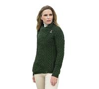 Aran Crafts Women's Irish Cable Knitted Wool Side Zip Cardigan (Z4630-SM-AGRE) Army Green