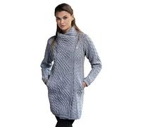 Aran Crafts Women's Irish Soft Cable Knitted Wool Side Zip Coat (Z4631-LARGE-SGRY)