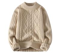 Aran Jumpers Ladies Womens Oversized Sweatshirt Womens Knit Sweater Solid Pullover Sweater Woven Crewneck Knitted Tops Stripe Cable Knit Long Sleeve Fall Autumn Outfits Ladies Oversized Jumpers