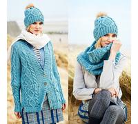 Aran Knitting Pattern Stylecraft 9554-3 Designs for Cardigan, Snood & Hat Sizes 32/34" - 48/50" Bust