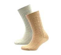 Aran Traditions Aran Cable Cashmere Blend Socks 2 Pack - Blush Winter White