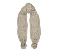 Aran Traditions Aran Cable Knit Pom Pom Scarf - Pebble Marl