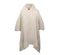 Aran Traditions Aran Cable Shawl Neck Cape - Cream