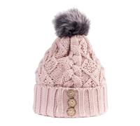 Aran Traditions Aran Diamond Cable Button Hat - Blush